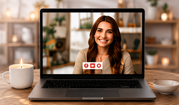 Video-Beratung auf einem Laptop